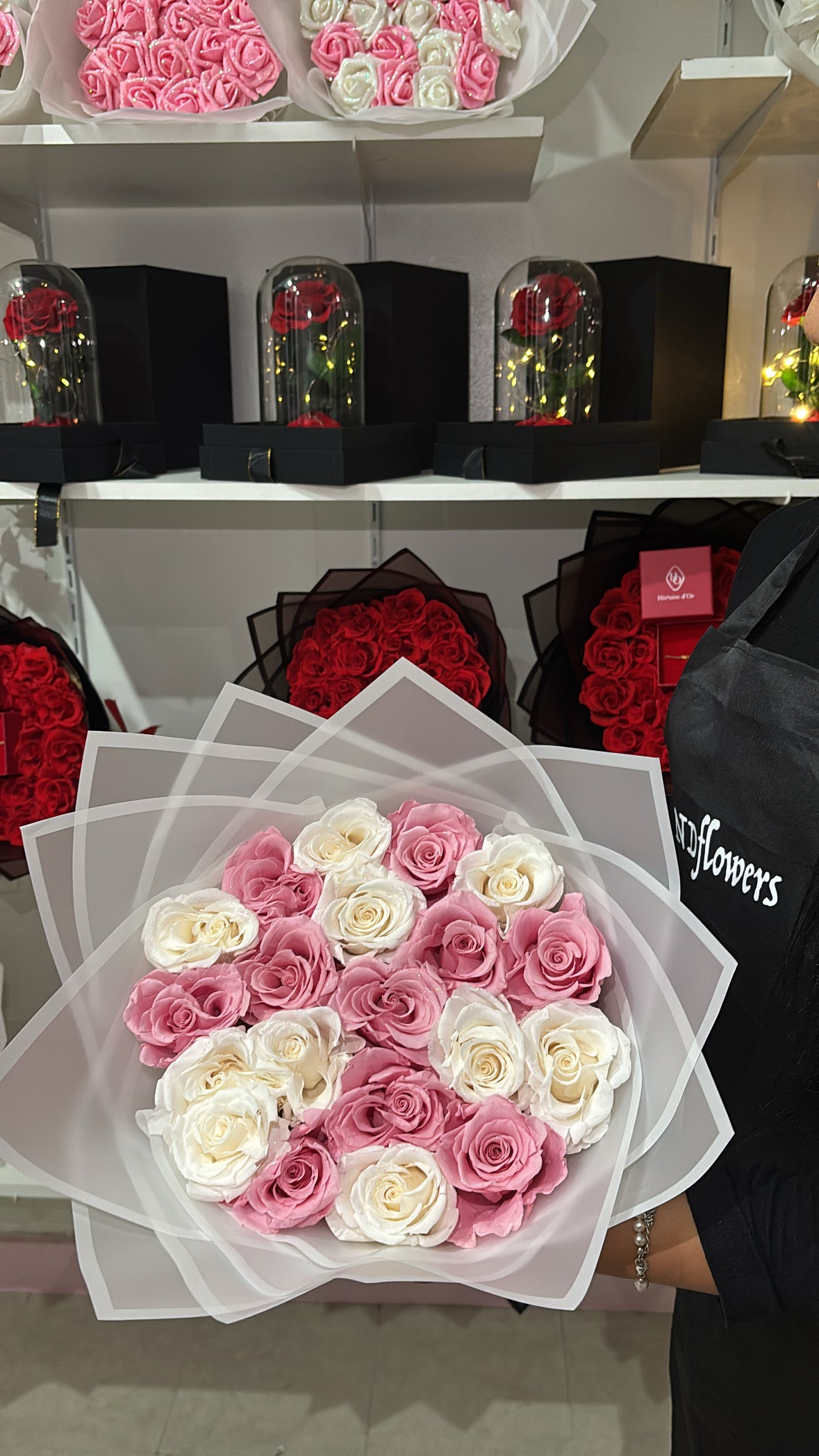 Rose éternels blanche et rose