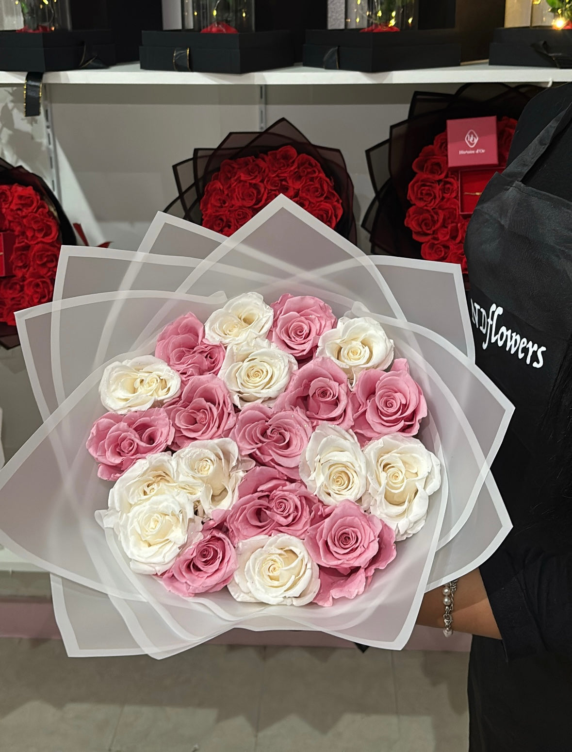 Rose éternels blanche et rose