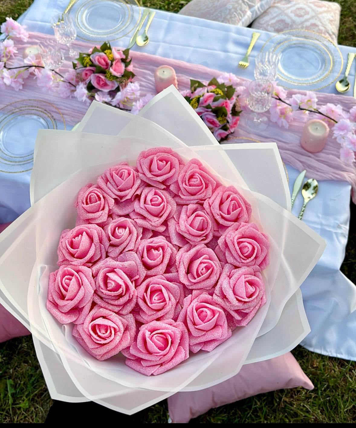 Bouquet artificiel rose