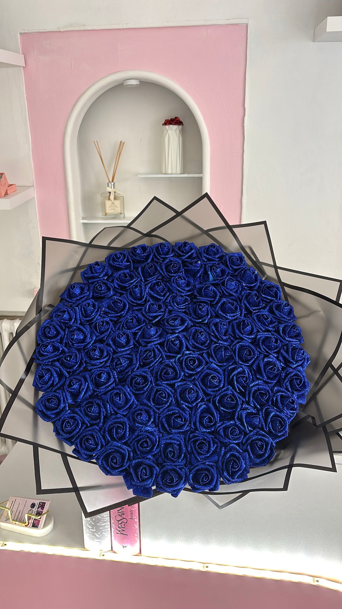 Bouquet artificiel bleu
