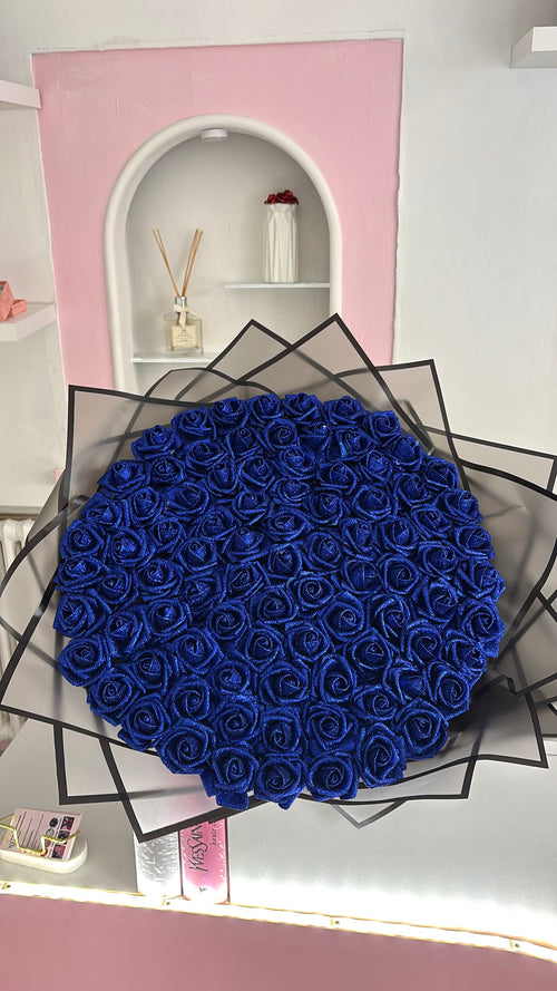 Bouquet artificiel bleu